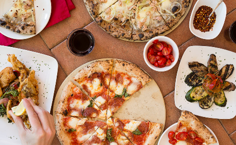 PIZZAS ON TABLE