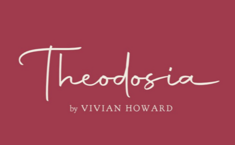Red card with Theodosia by Vivian Howard inscribed with it.