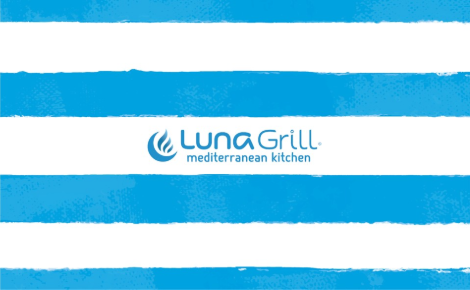 Blue Luna Grill stripes and Logo