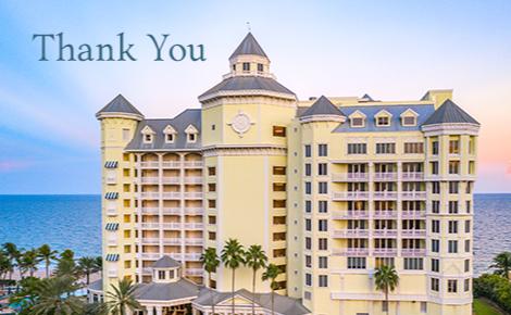 thank you gift card design with the property front view