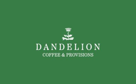 dandelion gift card design with logo on green background