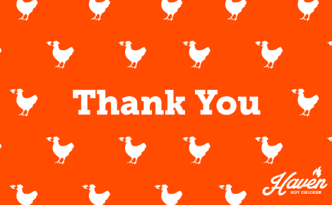 Haven Gift Card Thank You