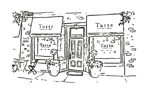 tatte bakery physical gift card design with bakery doodle artwork