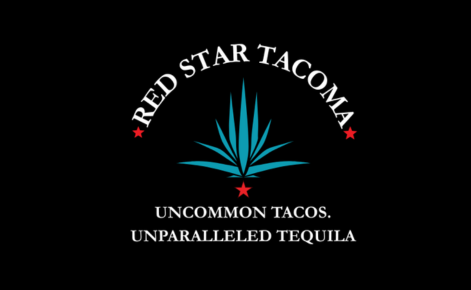 Red star tacoma physical gift card with logo on black background