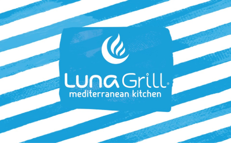 Holiday stripes and large Luna Grill logo