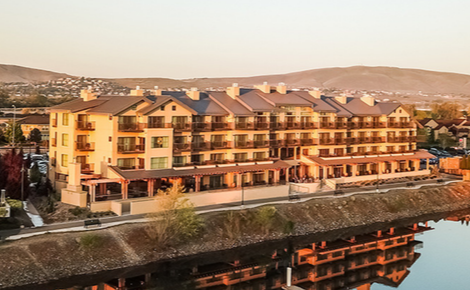 The Lodge at Columbia Point at sunset 