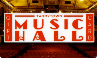 tarrytown physical gift card design with logo on the hall as background