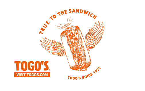 togos gift card design with orange logo on white background