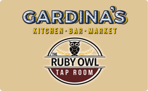 Ruby Owl Tap Room & Gardinas Wine Bar & Cafe gift card design