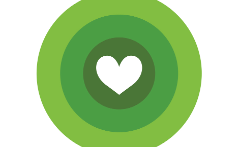 Energy ball in three tiers of green with white heart in the center.