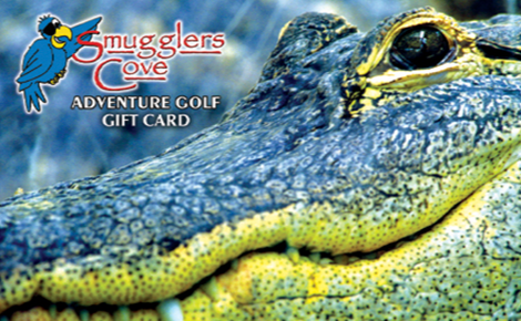 eGift card image of an alligator and the Smugglers Cove logo 
