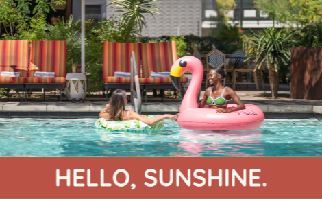 eGift card image of two ladies in the pool with the text 