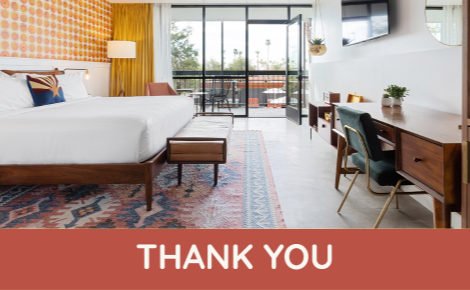 eGift card image of a hotel suite with the text 