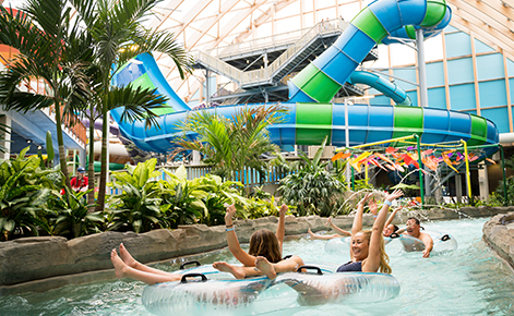 Image of people floating along the lazy river