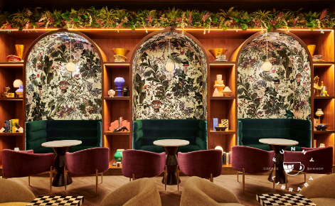 Gift card image of seating area in the interior of the hotel