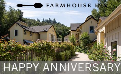 Gift card image of the garden with the Farmhouse Inn logo and the text 