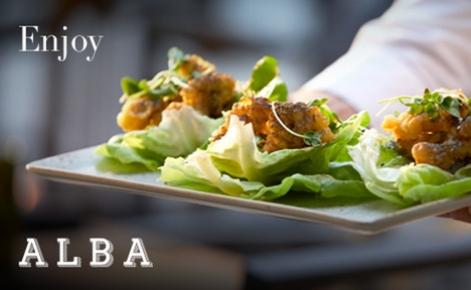 Gift card image of a meal from the restaurant with the text 