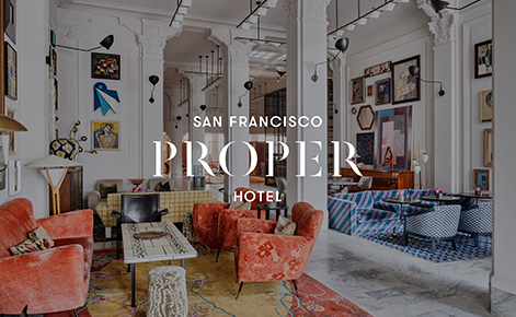 Gift card design with San Francisco Proper hotel text written on it