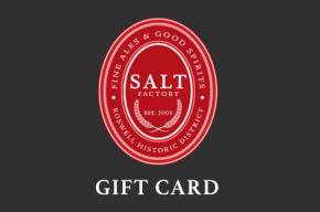 Salt Factory Pub Roswell Gift Card with Logo on black background