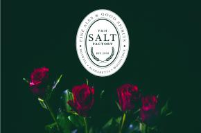 Image of roses with the Salt Factory logo