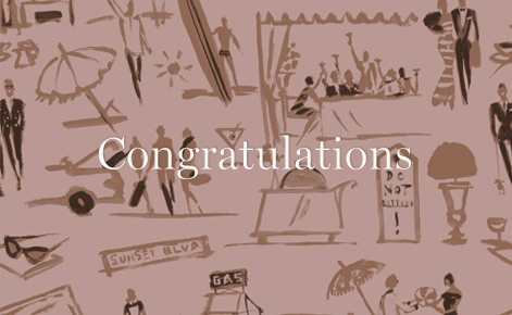 Gift card image of Art Deco wallpaper with the text “Congratulations”