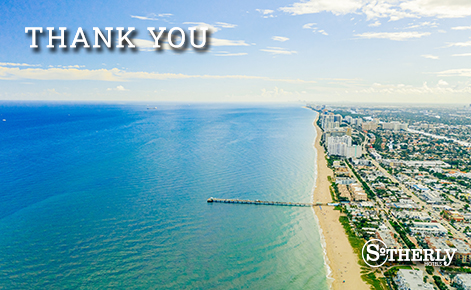 eGift Card image of ariel view of beach with the text “Thank You” and the Sotherly Hotels logo
