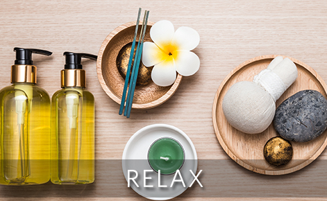 Image of Spa paraphernalia and the text 