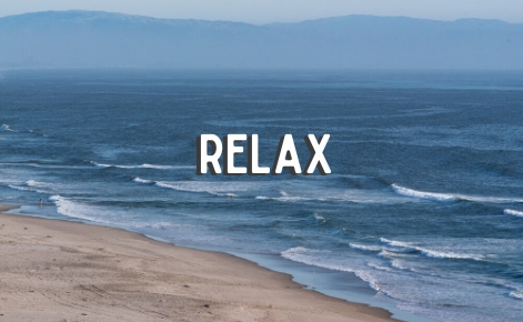 Gift card image of the ocean with the text “Relax”