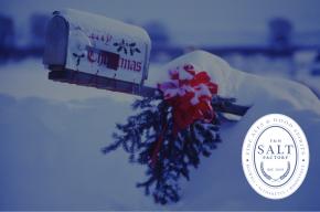 Winter image with Salt Factory Pub logo