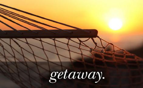 Image of a hammock with the sunset in the background with the text 