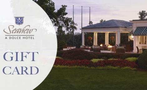 Seaview Gift Card image with external shot of hotel with Seaview logo and the text 