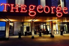 External image of the front of The George Hotel at night