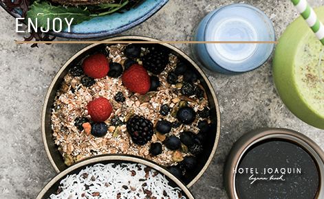 Image of breakfast and the text 