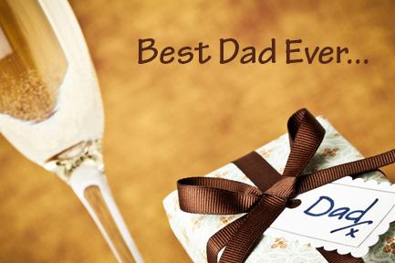 Image of a champagne glass and present with gift tag saying 