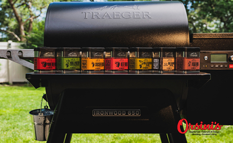 Gift card image of Traeger grill with Orsini’s logo
