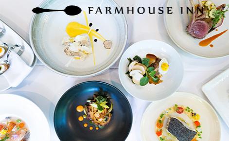 Gift card image of various dishes with the Farmhouse Inn logo