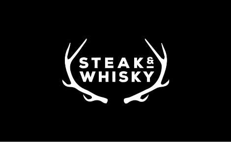 White Steak & Whisky logo on black background
