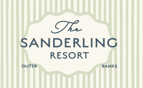 The Sanderling Resort Logo over stripes.