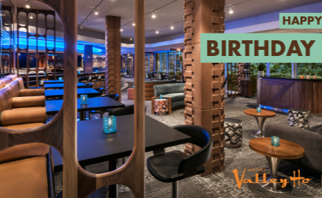 ZuZu restaurant interior; text says "Happy Birthday"