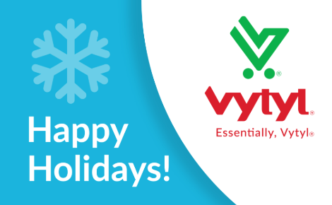 Vytyl gift card that says "Happy Holidays!"