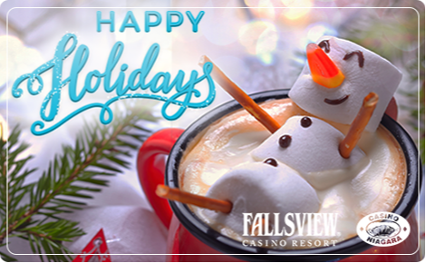 eGift card image of hot chocolate and marshmallow snowman and the text 