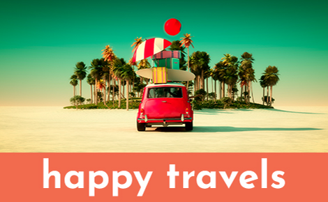 happy travels and car and luggage
