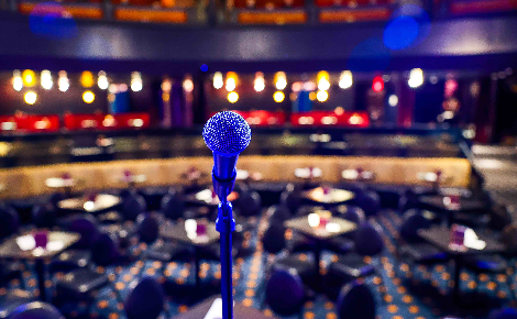 Microphone looking out at room