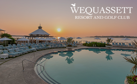 eGift card image of the pool and the Wesquassett Resort  & Gold Club logo