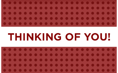 Thinking of you message on a gift card