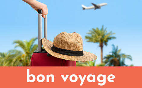 bon voyage and suitcase and airplane