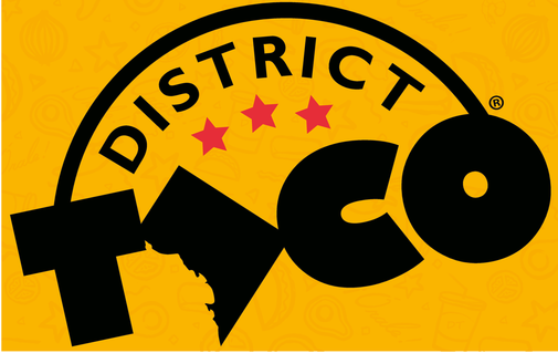 district taco gift card design with yellow logo