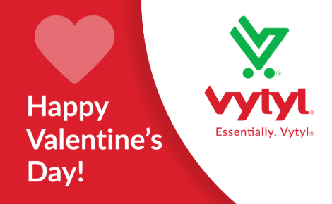 Vytyl gift card that says "Happy Valentine's Day!"