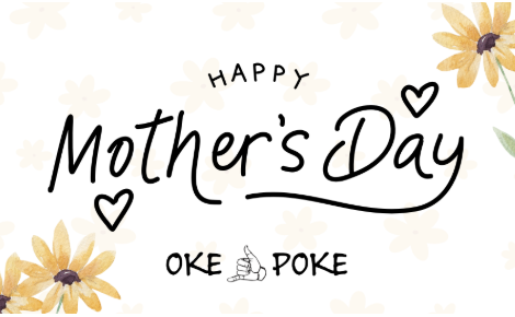 A sunflower themed Oke Poke gift card for Mother's Day
