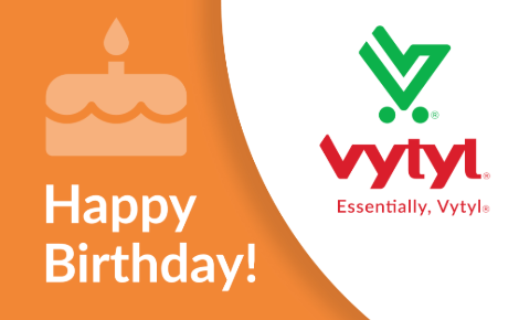 Vytyl gift card that says "Happy Birthday!"